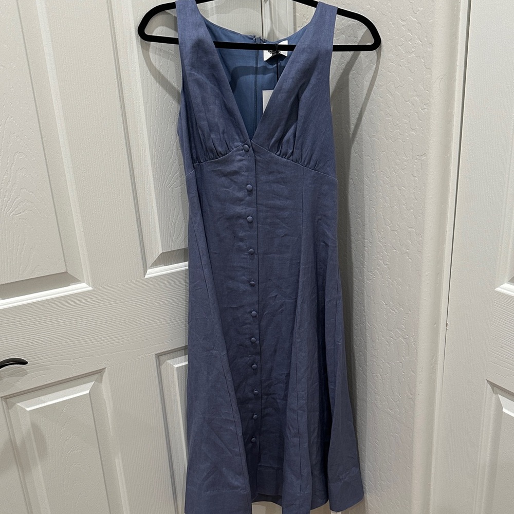 Reformation Sebastian Linen Dress Cornflower Size 6